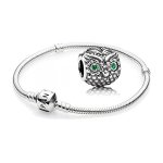 Original Pandora Geschenkset – 1 Silber Armband 590702HV und 1 Silber Element Weise Eule mit gr&uuml;nem Zirkonia 791211CZN B00P9H3UVK