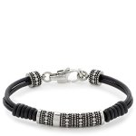 Leonardo Jewels Herren Armband Edelstahl Leder Men 01540_4 B00MD43J86