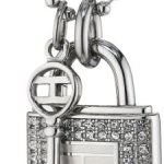 Tommy Hilfiger jewelry Damen-Halskette Edelstahl mit Schloss/Schlüssel Anhänger Swarovski-Kristalle weiß 2700423 B00ENUIWWG