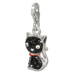 SilberDream Glitzer Charm Katze schwarz Zirkonia Kristalle Anhänger 925 Silber für Bettelarmbänder Kette Ohrring GSC506S B007Y5WVL0