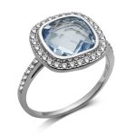 Miore Damen Ring 925 Sterling Silber Blau Topas umrahmt von Zirkonia B0093JK73O