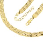 Kettenworld Damen-Collier Heringbone geflochten 925 Sterling Silber vergoldet 289538 B00BN3G61U