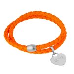 Bella Donna Damen-Armband Herzeinhänger Leder orange Magnetverschluss 925 Sterling Silber 77710009 B00D6E1AOW