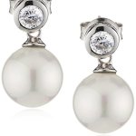 ZEEme Damen-Ohrstecker mit Muschelkernperlen und Zirkonia wei 360220512 B0056S5JJ8