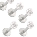 bodyjewelry 5er 1,2mm 6mm labrets tragus madonna lippenpiercing schmuck Stahl Ohr Klar Kristall Ferido BHSC B00ADHKAUA