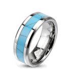 Coolbodyart Unisex Tungsten Ring silber türkis mit "Turquoise Inlay" verfügbare Ringgrößen 47 (15) – 72 (23) B00EETYW8O