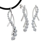 Bella Donna Damen-Set: Halskette und Ohrringe 925 Sterling Silber 32 Zirkonia weiss 43cm 109523 B00BF6QMKA