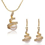 Weihnachtsgeschenke MARENJA Fashion SALE-Damen Schmuck-Set Kette und Ohrringe "Sommerlaue Wind" Vergoldet künstliche Perlen weiß österreichischen Kristall transparent Geschenke für Frauen Hochzeit Schmuck B00G2W6HWA