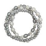 Valero Pearls Classic Collection Damen-Armband elastisch Hochwertige Süßwasser-Zuchtperlen in ca.  5-8 mm Oval weiß / silbergrau     19 cm   60020050 B008VLFNDY