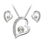 Le Premium Schmuck Set Herz und Seele Anhänger Halskette + Gestüt Ohrring Runde geformte Swarovski Kristallklar kristalle B00H3534XA