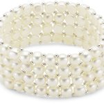Valero Pearls Classic Collection Damen-Armband elastisch Hochwertige Süßwasser-Zuchtperlen in ca.  6 mm Button weiß 925 Sterling Silber    19 cm   60201668 B004AFZQ3M