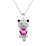 Weihnachtsgeschenk Ninabox® "Lucky cat" Katze Kinder Mädchen Halskette Collier Edelstein SWAROVSKI ELEMENTS Kristall Anhänger österreichische kristall, rosa Garfield,Geschenk für Frauen Mädchen Geburtstagsgeschenk Modeschmuck Maneki-neko weiß vergoldet Da B00CW6I45I