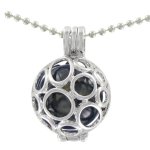 Quiges Fashion Jewellery Eligo Jewellery 18mm Kugel + Versilbert Anhänger + Halskette (70cm oder 90cm) Set #10 B00JIWJ8EU
