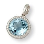 Miore  750 Weißgold Blau Topas Anhänger umrahmt von Brillanten 0.10ct MMT001P B0050SME92