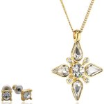 Pilgrim Jewelry Damen-Schmuckset: Halskette + Ohrstecker vergoldet Kristall wei&szlig; 901342009 B00G37O7SA