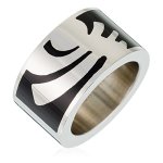 Pierre Cardin Unisex-Ring 925 Sterling Silber Edelstahl rhodiniert Kunststoff Totem, SILBER/SCHWARZ,  Gr.57 (18.1) PCRG10008A180 B00GXUZDNK