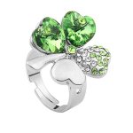 Le Premium® Vier Blatt Klee Mode-Fingerring herzförmigen Swarovski Peridot Grün kristalle (einstellbarer Größe) B009RII0KI