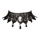 SIX "Halloween" schwarze Halskette aus Spitze mit Totenkopf / Skelett (388-206) B00NTWV1FO