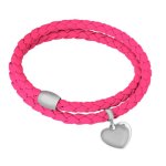 Bella Donna Damen-Armband Herzeinhänger Leder pink Magnetverschluss 925 Sterling Silber 77670009 B00D6E1FQ0