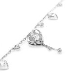 Glamorousky Elegante Herz Fu&szlig;kette mit Silber Swarovski Element Crystals – 23cm (1842) B005J0BK3M