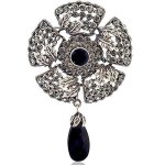 nobel schmuck Vintage Brosche mit Swarovski Elements – Farbe Antik Silber – Black Diamond, Jet – in Etui B00LEBRAWA