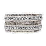 Rafaela Donata Damen-Armband Leather Collection Leder weiß Glaskristall silberfarben Metallbeads silberfarben 60831048 B00D75AOK6