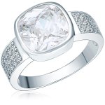 RAFAELA DONATA 925/- Sterling Silber rhodiniert Ring quadratisch Zirkonia weiß B002SG7GBK