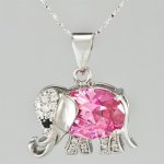 General Gifts Swarovski Element Rosa Kristall Elefant Mit Klarem CZ 925 Sterling-Silber Anhänger B009MFHDFO