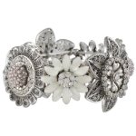 SIX "Bride" elastisches Armband mit Metall-Bl&uuml;ten, Strass und Perlen (358-445) B00J9NPX74