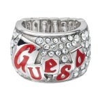 Guess Damen-Ring variable Gr&ouml;&szlig;e 54-56 Edelstahl Emaille rot Swarovski Kristalle UBR71203-L B0096PAHU8