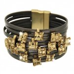 Sweet Deluxe Armband Lederarmband BERGAMO gold mit quadratischen Kristallen verziert B00NBZTQD8