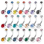 Taffstyle® Bauchnabelpiercing Stecker mit Doppel Multi Kristall Kugel B00KTDWD12