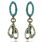 nobel schmuck Vintage Ohrringe mit Strass Kristallen Blue Zircon Grün – Messing – in Etui B00O603GY2