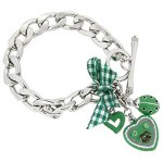Sweet Deluxe Trachtenarmband "WIESN AUGUSTA" silbernes Gliederarmband mit grünen Anhängern B00LW0NZNG
