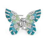 Glamorousky Charmante Schmetterlingsklemme Mit Blau, Gr&uuml;n Und Silber Swarovski Elementkristallen (5112) B007RHXCYA